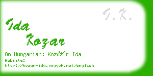 ida kozar business card
